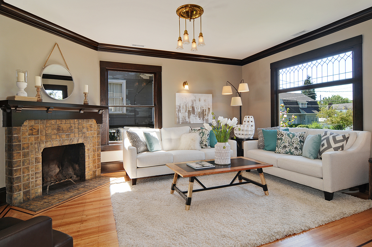 Property Photo: Foyer, living room, dining room, powder room 1712 3rd Ave N  WA 98109 